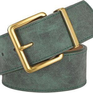 Women Wide Suede Belt Thick with Gold Buckle for Dresses Casual Wear